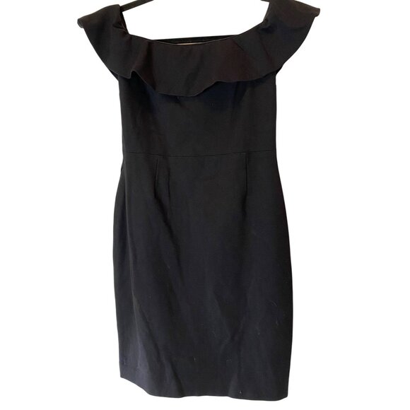 Babaton Black Dress Off Shoulder Ruffle Size 10 - Picture 1 of 10